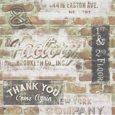 Terracotta Red Brick Wallpaper Retro Signs New York Typography Stone Rasch 3 Terracotta Red Brick Wallpaper Retro Signs New York Typography Stone Rasch