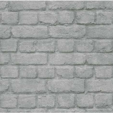 Rasch Silver Brick Wallpaper - 226751 3 Rasch Silver Brick Wallpaper - 226751