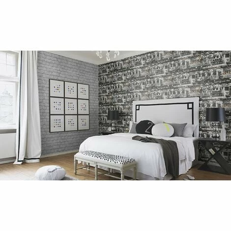 Rasch Silver Brick Wallpaper - 226751 4 Rasch Silver Brick Wallpaper - 226751 - Image 2