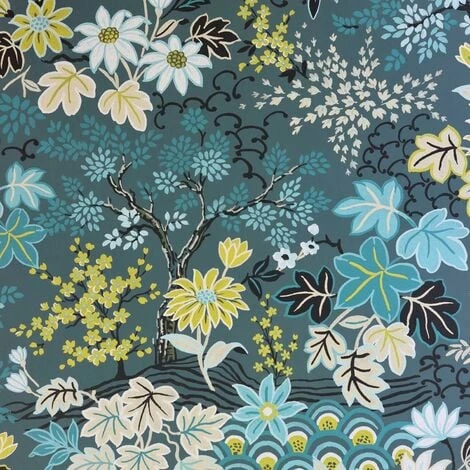 Rasch Floral Flower Nature Wallpaper Blue Green Yellow Rasch Floral Flower Nature Wallpaper Blue Green Yellow -RASCH Store 35920591 1