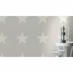 Star Wallpaper White Grey Kids Teenagers Bedroom Nursery Boys Girls Cosmos Rasch -RASCH Store 3745659 4
