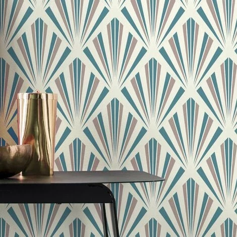 Art Deco Wallpaper Rasch Paste The Wall Textured Vinyl Teal Silver Glitter Art Deco Wallpaper Rasch Paste The Wall Textured Vinyl Teal Silver Glitter -RASCH Store 49971995 2