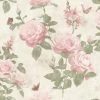 Floral Wallpaper Rasch Pink Green Natural Cream Slightly Textured -RASCH Store 49972014 1
