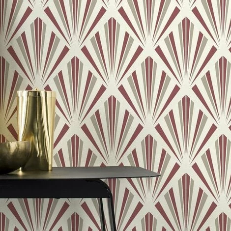 Art Deco Wallpaper Rasch Paste The Wall Textured Vinyl Red Gold Glitter Art Deco Wallpaper Rasch Paste The Wall Textured Vinyl Red Gold Glitter -RASCH Store 49972062 2