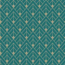 Art Deco Wallpaper Rasch Paste The Wall Textured Vinyl Teal Gold Glitter