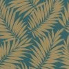Banana Palm Leaf Wallpaper Rasch Paste The Wall Vinyl Textured Teal Gold