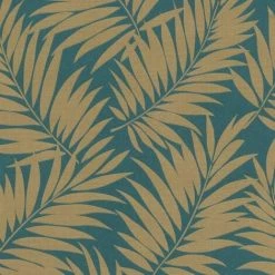 Banana Palm Leaf Wallpaper Rasch Paste The Wall Vinyl Textured Teal Gold