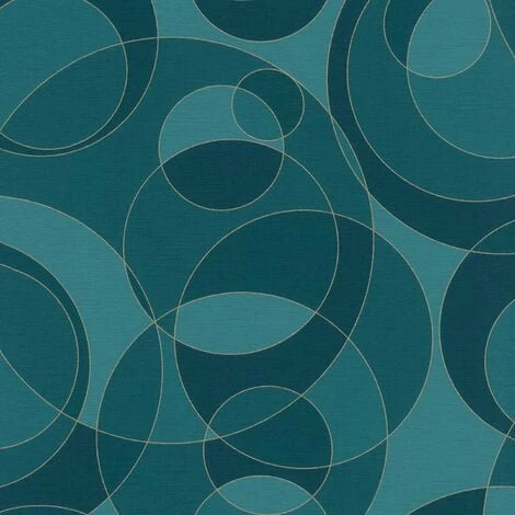 Circles Wallpaper Rasch Paste The Wall Vinyl Textured Teal Gold Metallic 3 Circles Wallpaper Rasch Paste The Wall Vinyl Textured Teal Gold Metallic