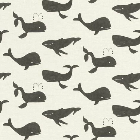 RASCH Whale Motif Wallpaper Claas Paste The Wall Vinyl Black White Kids Bedroom 3 RASCH Whale Motif Wallpaper Claas Paste The Wall Vinyl Black White Kids Bedroom
