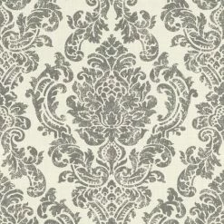Damask Wallpaper Rasch Paste The Wall Vinyl Textured Grey White
