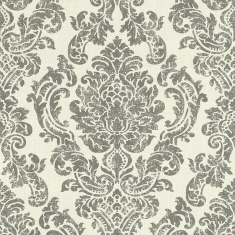 Damask Wallpaper Rasch Paste The Wall Vinyl Textured Grey White 3 Damask Wallpaper Rasch Paste The Wall Vinyl Textured Grey White