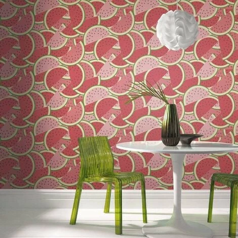 Watermelon Wallpaper Rasch Blown Vinyl Paste The Wall Pink Red Green 4 Watermelon Wallpaper Rasch Blown Vinyl Paste The Wall Pink Red Green - Image 2