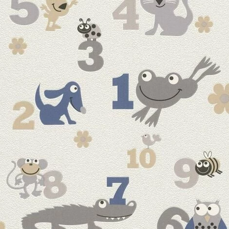 Animal Numbers Wallpaper Rasch Blown Vinyl Paste The Wall Textured Children Kids Animal Numbers Wallpaper Rasch Blown Vinyl Paste The Wall Textured Children Kids -RASCH Store 50779480 1