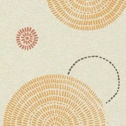 Circles Wallpaper Rasch Blown Vinyl Paste The Wall Textured Orange Cream