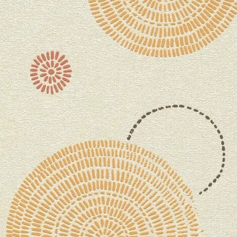 Circles Wallpaper Rasch Blown Vinyl Paste The Wall Textured Orange Cream 3 Circles Wallpaper Rasch Blown Vinyl Paste The Wall Textured Orange Cream
