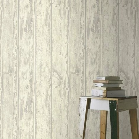 Wood Panel Effect Wallpaper Rasch White Blown Vinyl Paste The Wall Textured 4 Wood Panel Effect Wallpaper Rasch White Blown Vinyl Paste The Wall Textured - Image 2