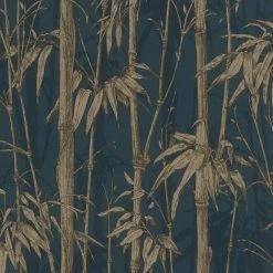 Front Page 13 Navy Gold Bamboo Wallpaper Rasch Jungle Textured Vinyl Paste The Wall