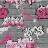 Pink Silver Black - 237818 Urban Graffiti Brick Effect Kids Club Rasch Wallpaper