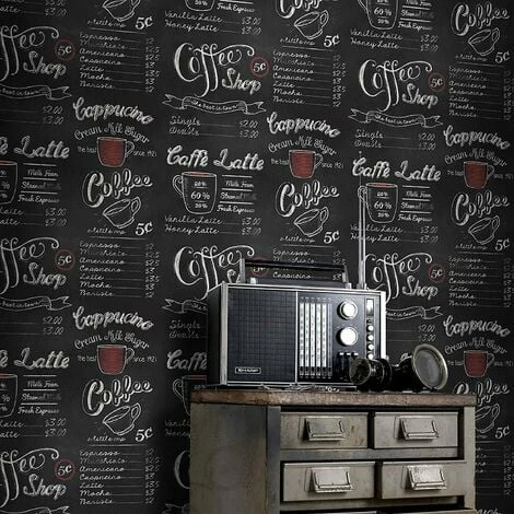 Portfolio Rasch Vintage Retro Coffee Shop Café Black White Chalk Wallpaper 234602 4 Portfolio Rasch Vintage Retro Coffee Shop Café Black White Chalk Wallpaper 234602 - Image 2