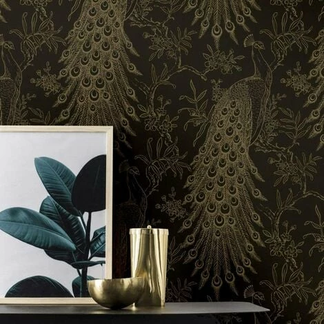 Rasch Wallpaper 405811 Proud Peacock Black and Gold Rasch Wallpaper 405811 Proud Peacock Black And Gold -RASCH Store 53669693 2