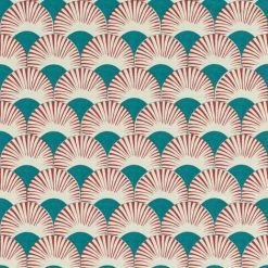 Onzself Retro Art Deco Wallpaper Rasch Geometric Textured Vinyl Green Blue Red