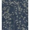 Rasch Wallpaper 416657 Shimmering Leaves Midnight Blue And Silver