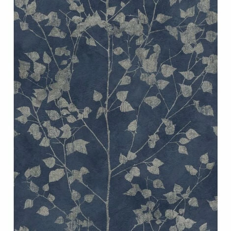 Rasch Wallpaper 416657 Shimmering Leaves Midnight Blue And Silver 3 Rasch Wallpaper 416657 Shimmering Leaves Midnight Blue And Silver