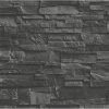 Rasch Wallpaper 475036 Faux Slate 3D Effect Black