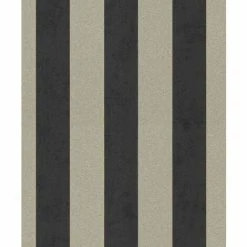 Rasch Wallpaper 542363 Shimmering Stripe Charcoal Antique Gold