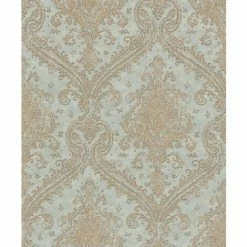 Rasch Wallpaper 420531 Shimmering Damask Duckegg And Gold