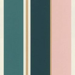 Rasch Wallpaper 539011 Club Stripe Petrol Blue Multi