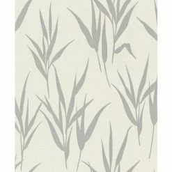 Rasch Wallpaper 541922 Shimmering Leaves Cream Silver