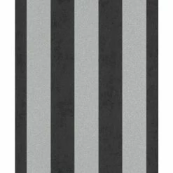 Rasch Wallpaper 542370 Shimmering Stripe Charcoal Silver