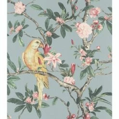 Rasch Wallpaper 543339 Exotic Bird Pastel Blue/Multi