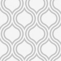 Rasch Wallpaper 275840 Ogee Geo White And Silver