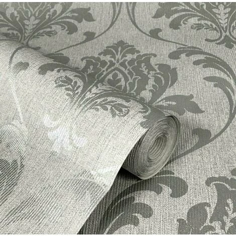 Rasch Highgrove Floral Damask Grey Metallic Silver Feature Wallpaper 274980 4 Rasch Highgrove Floral Damask Grey Metallic Silver Feature Wallpaper 274980 - Image 2