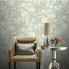 Rasch Green White Metallic Floral Flower Trail Glitter Textured Wallpaper Vinyl -RASCH Store 61257710 1