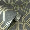 Rasch Highgrove Geometric Trellis Metallic Gold Charcoal Black Feature Wallpaper -RASCH Store 61257719 1