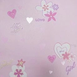 RASCH Girls Room Bedroom Hearts Stars Flowers Pink Thick Wallpaper Glitter Sparkle -RASCH Store 61257877 3