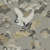 RASCH Grey Kyoto Crane Wallpaper Textured Oriental Japanese Birds Floral Yellow -RASCH Store 61641192 1