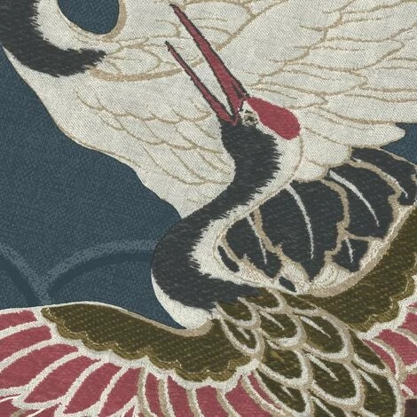RASCH Navy Kyoto Crane Wallpaper Textured Oriental Japanese Birds Floral Pink 5 RASCH Navy Kyoto Crane Wallpaper Textured Oriental Japanese Birds Floral Pink - Image 3