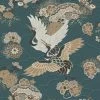 RASCH Green Kyoto Crane Wallpaper Textured Oriental Japanese Birds Floral Yellow -RASCH Store 61739112 1