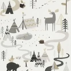 Rasch Adventure Forest Wallpaper (32.1ft X 21in) (Grey/White)