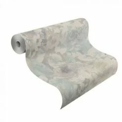Rasch Florentine Fabric Effect Textured Wallpaper (11m X 53cm) (Grey/Pale Blue) -RASCH Store 70355756 3
