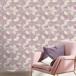 Rasch Marble Geometric Wallpaper (One Size) (Pink/Lilac) -RASCH Store 70355762 3