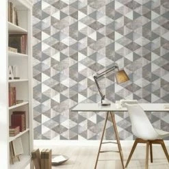 Rasch Portfolio Geometric Wallpaper (32.8ft X 21in) (Grey) -RASCH Store 70356339 2