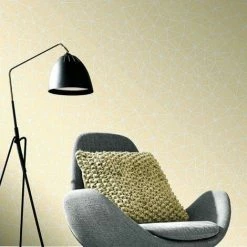 Rasch Symmetry Geometric Triangle Textured Wallpaper (32.1ft X 21in) (Mustard Yellow/Silver) -RASCH Store 70356523 3