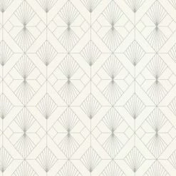 Rasch Modern Art Deco Textured Wallpaper (10m X 53cm) (White/Silver)