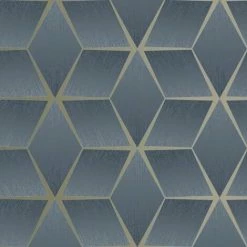 Rasch Geometric Textured Wallpaper (10m X 53cm) (Navy)