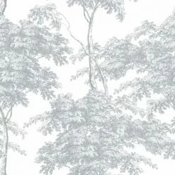 Rasch Eden Trees Wallpaper (32.1ft X 21in) (White/Silver)